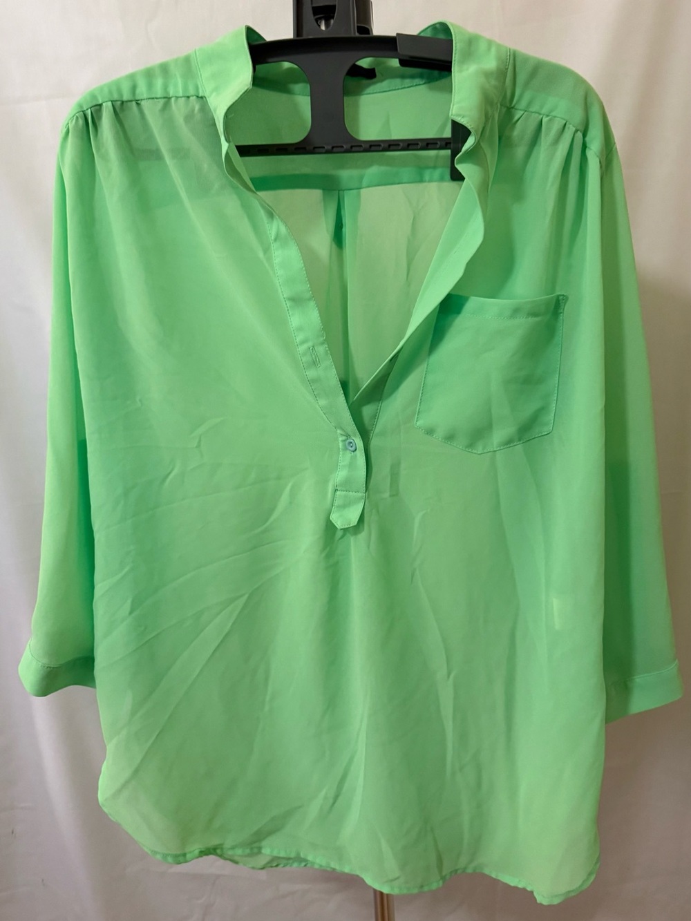 Cala Women’s Size large neon Green Women's Split-Neck Blouse